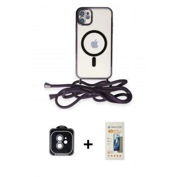 MARSİLYAN™- iPhone 11 Kılıf Eksen Özel Seri - Siyah 6D Mat Seramik Hayalet Nano Ekran Koruyucu + PVD Metal Kamera Lens - MI