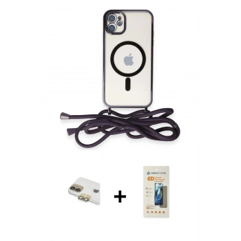 MARSİLYAN™- iPhone 11 Kılıf Eksen Özel Seri - Siyah 6D Mat Seramik Hayalet Nano Ekran Koruyucu + Pers Alüminyum Kamera Lens - GD