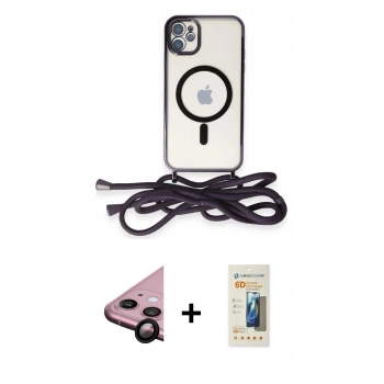 MARSİLYAN™- iPhone 11 Kılıf Eksen Özel Seri - Siyah 6D Mat Seramik Hayalet Nano Ekran Koruyucu + Raze Metal Kamera Lens - SH