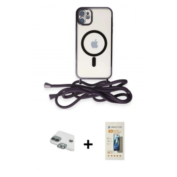 MARSİLYAN™- iPhone 11 Kılıf Eksen Özel Seri - Siyah 6D Mat Seramik Hayalet Nano Ekran Koruyucu + Pers Alüminyum Kamera Lens - YL