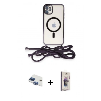 MARSİLYAN™- iPhone 11 Kılıf Eksen Özel Seri - Siyah Bilvis 3D Cam Ekran Koruyucu + Pers Alüminyum Kamera Lens - LT