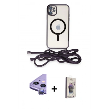 MARSİLYAN™- iPhone 11 Kılıf Eksen Özel Seri - Siyah Bilvis 3D Cam Ekran Koruyucu + Raze Metal Kamera Lens - MR