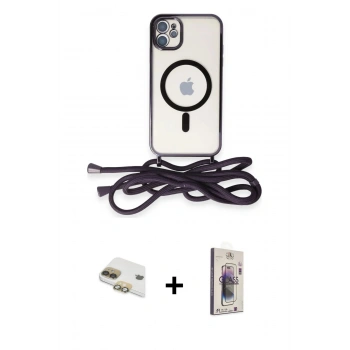 MARSİLYAN™- iPhone 11 Kılıf Eksen Özel Seri - Siyah Bilvis 3D Cam Ekran Koruyucu + Pers Alüminyum Kamera Lens - GD