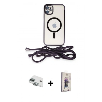 MARSİLYAN™- iPhone 11 Kılıf Eksen Özel Seri - Siyah Bilvis 3D Cam Ekran Koruyucu + Pers Alüminyum Kamera Lens - YL