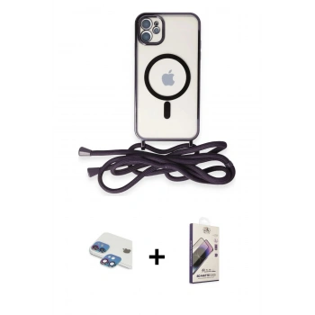 MARSİLYAN™- iPhone 11 Kılıf Eksen Özel Seri - Siyah Bilvis 3D Mat Cam Ekran Koruyucu + Pers Alüminyum Kamera Lens - GI