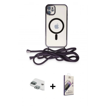 MARSİLYAN™- iPhone 11 Kılıf Eksen Özel Seri - Siyah Bilvis 3D Mat Cam Ekran Koruyucu + Pers Alüminyum Kamera Lens - YL