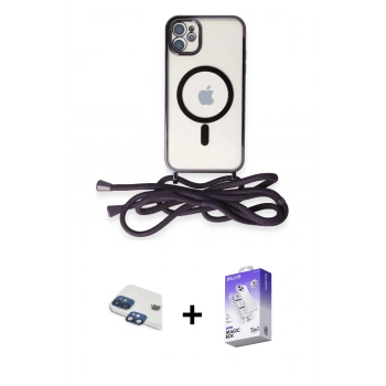 MARSİLYAN™- iPhone 11 Kılıf Eksen Özel Seri - Siyah Bilvis 5in1 3D Magic Cam Ekran Koruyucu + Pers Alüminyum Kamera Lens - LT