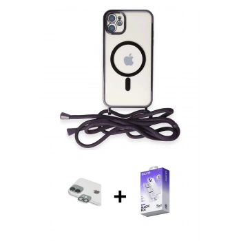 MARSİLYAN™- iPhone 11 Kılıf Eksen Özel Seri - Siyah Bilvis 5in1 3D Magic Cam Ekran Koruyucu + Pers Alüminyum Kamera Lens - YL