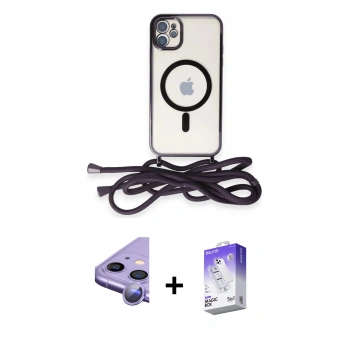 MARSİLYAN™- iPhone 11 Kılıf Eksen Özel Seri - Siyah Bilvis 5in1 3D Magic Cam Ekran Koruyucu + Raze Metal Kamera Lens - MR
