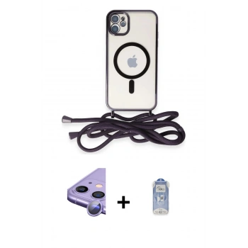 MARSİLYAN™- iPhone 11 Kılıf Eksen Özel Seri - Siyah Joko Magic 5D Cam + Raze Metal Kamera Lens - MR