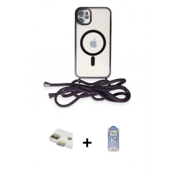 MARSİLYAN™- iPhone 11 Kılıf Eksen Özel Seri - Siyah Joko Magic 5D Cam + Pers Alüminyum Kamera Lens - GD