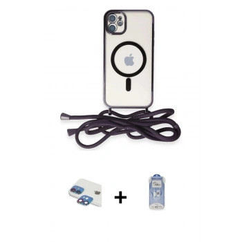 MARSİLYAN™- iPhone 11 Kılıf Eksen Özel Seri - Siyah Joko Magic 5D Cam + Pers Alüminyum Kamera Lens - GI