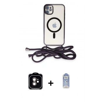 MARSİLYAN™- iPhone 11 Kılıf Eksen Özel Seri - Siyah Joko Magic 5D Cam + PVD Metal Kamera Lens - TU
