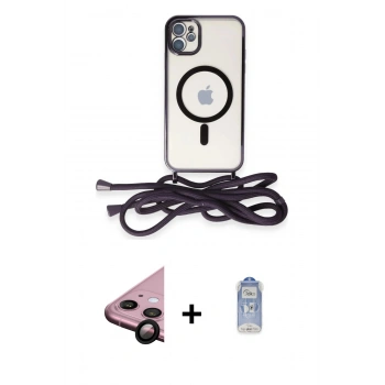 MARSİLYAN™- iPhone 11 Kılıf Eksen Özel Seri - Siyah Joko Magic 5D Cam + Raze Metal Kamera Lens - SH