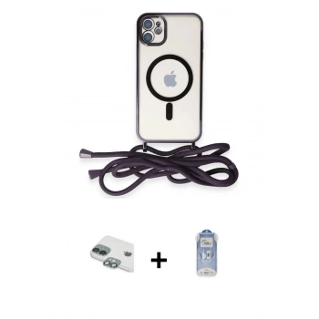 MARSİLYAN™- iPhone 11 Kılıf Eksen Özel Seri - Siyah Joko Magic 5D Cam + Pers Alüminyum Kamera Lens - YL