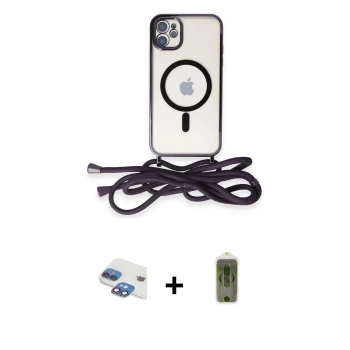 MARSİLYAN™- iPhone 11 Kılıf Eksen Özel Seri - Siyah Joko Magic 5D Hayalet Cam + Pers Alüminyum Kamera Lens - GI