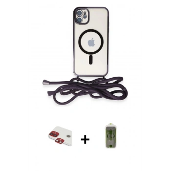 MARSİLYAN™- iPhone 11 Kılıf Eksen Özel Seri - Siyah Joko Magic 5D Hayalet Cam + Pers Alüminyum Kamera Lens - KI