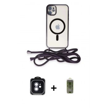 MARSİLYAN™- iPhone 11 Kılıf Eksen Özel Seri - Siyah Joko Magic 5D Hayalet Cam + PVD Metal Kamera Lens - MI