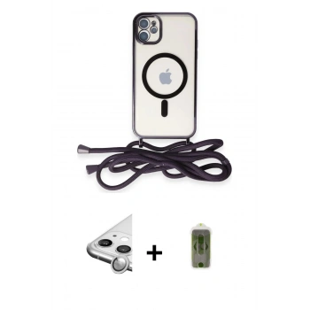 MARSİLYAN™- iPhone 11 Kılıf Eksen Özel Seri - Siyah Joko Magic 5D Hayalet Cam + Raze Metal Kamera Lens - GS