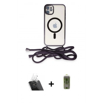 MARSİLYAN™- iPhone 11 Kılıf Eksen Özel Seri - Siyah Joko Magic 5D Hayalet Cam + Kamera Lens Koruma Cam - SF