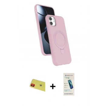 MARSİLYAN™- iPhone 11 Kılıf İz Işık Koleksiyonu - Şeffaf Pasifik Cam Ekran Koruyucu + Rainbow Kamera Lens Koruma Cam - KI
