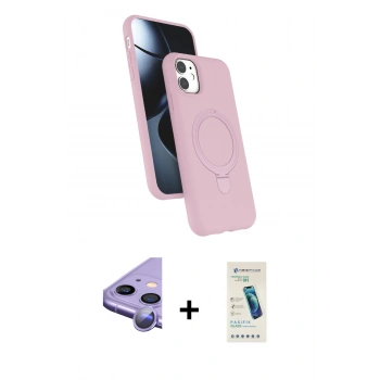 MARSİLYAN™- iPhone 11 Kılıf İz Işık Koleksiyonu - Şeffaf Pasifik Cam Ekran Koruyucu + Raze Metal Kamera Lens - MR