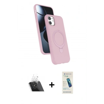 MARSİLYAN™- iPhone 11 Kılıf İz Işık Koleksiyonu - Şeffaf Pasifik Cam Ekran Koruyucu + Kamera Lens Koruma Cam - SF