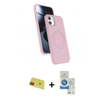 MARSİLYAN™- iPhone 11 Kılıf İz Işık Koleksiyonu - Şeffaf Royal Nano Ekran Koruyucu + Rainbow Kamera Lens Koruma Cam - KI