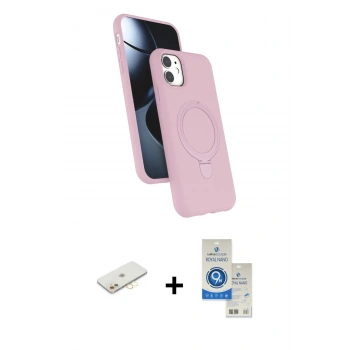MARSİLYAN™- iPhone 11 Kılıf İz Işık Koleksiyonu - Şeffaf Royal Nano Ekran Koruyucu + Renkli Kamera Lens Koruma Cam - SI