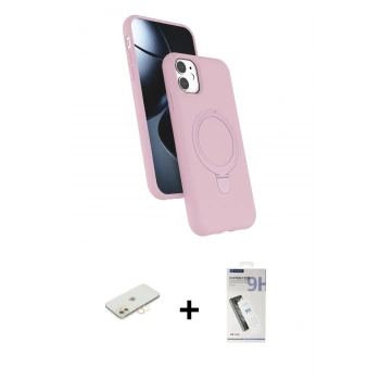 MARSİLYAN™- iPhone 11 Kılıf İz Işık Koleksiyonu - Şeffaf Uv Polymer Nano Ekran Koruyucu + Renkli Kamera Lens Koruma Cam - SI