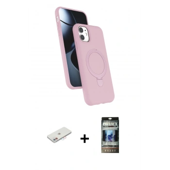 MARSİLYAN™- iPhone 11 Kılıf İz Işık Koleksiyonu - Siyah 34D Hayalet Izgaralı Cam + Renkli Kamera Lens Koruma Cam - PE