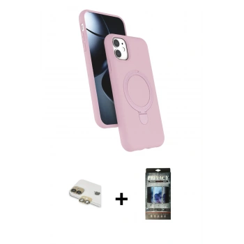 MARSİLYAN™- iPhone 11 Kılıf İz Işık Koleksiyonu - Siyah 34D Hayalet Izgaralı Cam + Pers Alüminyum Kamera Lens - GD