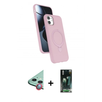 MARSİLYAN™- iPhone 11 Kılıf İz Işık Koleksiyonu - Siyah 360 Mat Full Body Arka Koruyucu + Raze Metal Kamera Lens - KI