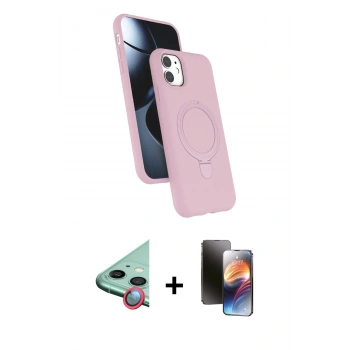 MARSİLYAN™- iPhone 11 Kılıf İz Işık Koleksiyonu - Siyah 3D Antistatik Mat Seramik Nano Ekran Koruyucu + Raze Metal Kamera Lens - KI