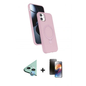 MARSİLYAN™- iPhone 11 Kılıf İz Işık Koleksiyonu - Siyah 3D Antistatik Mat Seramik Nano Ekran Koruyucu + Raze Metal Kamera Lens - MI