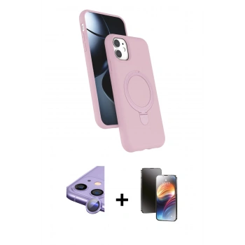 MARSİLYAN™- iPhone 11 Kılıf İz Işık Koleksiyonu - Siyah 3D Antistatik Mat Seramik Nano Ekran Koruyucu + Raze Metal Kamera Lens - MR