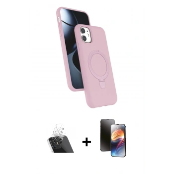 MARSİLYAN™- iPhone 11 Kılıf İz Işık Koleksiyonu - Siyah 3D Antistatik Mat Seramik Nano Ekran Koruyucu + Kamera Lens Koruma Cam - SF
