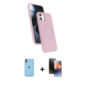 MARSİLYAN™- iPhone 11 Kılıf İz Işık Koleksiyonu - Siyah 3D Antistatik Mat Seramik Nano Ekran Koruyucu + Neon Fosforlu Kamera Lens - TU