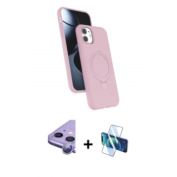 MARSİLYAN™- iPhone 11 Kılıf İz Işık Koleksiyonu - Siyah 3D Antistatik Seramik Nano Ekran Koruyucu + Raze Metal Kamera Lens - MR