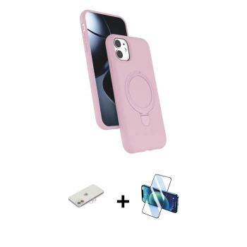 MARSİLYAN™- iPhone 11 Kılıf İz Işık Koleksiyonu - Siyah 3D Antistatik Seramik Nano Ekran Koruyucu + Renkli Kamera Lens Koruma Cam - PE