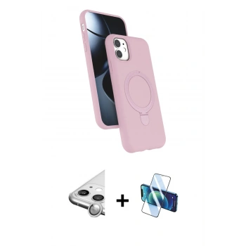 MARSİLYAN™- iPhone 11 Kılıf İz Işık Koleksiyonu - Siyah 3D Antistatik Seramik Nano Ekran Koruyucu + Raze Metal Kamera Lens - GS