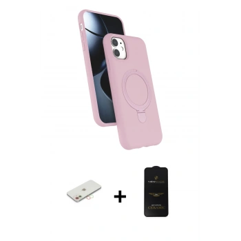 MARSİLYAN™- iPhone 11 Kılıf İz Işık Koleksiyonu - Siyah 6D Antistatik Mat Seramik Hayalet Nano Ekran Koruyucu + Renkli Kamera Lens Koruma Cam - YL