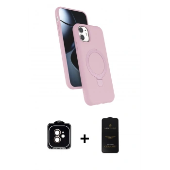 MARSİLYAN™- iPhone 11 Kılıf İz Işık Koleksiyonu - Siyah 6D Antistatik Mat Seramik Hayalet Nano Ekran Koruyucu + PVD Metal Kamera Lens - TU