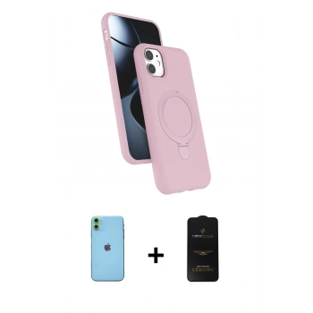 MARSİLYAN™- iPhone 11 Kılıf İz Işık Koleksiyonu - Siyah 6D Antistatik Mat Seramik Hayalet Nano Ekran Koruyucu + Neon Fosforlu Kamera Lens - YL