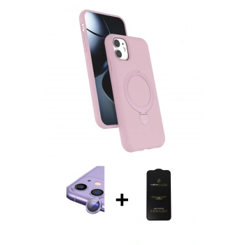 MARSİLYAN™- iPhone 11 Kılıf İz Işık Koleksiyonu - Siyah 6D Antistatik Mat Seramik Hayalet Nano Ekran Koruyucu + Raze Metal Kamera Lens - MR