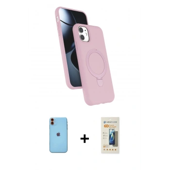 MARSİLYAN™- iPhone 11 Kılıf İz Işık Koleksiyonu - Siyah 6D Mat Seramik Hayalet Nano Ekran Koruyucu + Neon Fosforlu Kamera Lens - TU