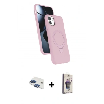 MARSİLYAN™- iPhone 11 Kılıf İz Işık Koleksiyonu - Siyah Bilvis 3D Cam Ekran Koruyucu + Pers Alüminyum Kamera Lens - LT