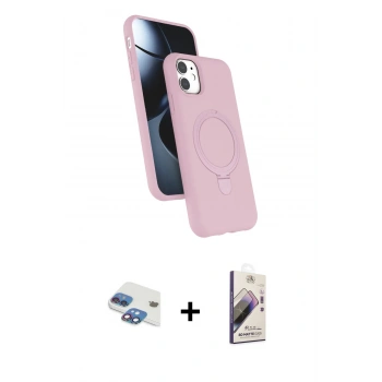 MARSİLYAN™- iPhone 11 Kılıf İz Işık Koleksiyonu - Siyah Bilvis 3D Mat Cam Ekran Koruyucu + Pers Alüminyum Kamera Lens - GI