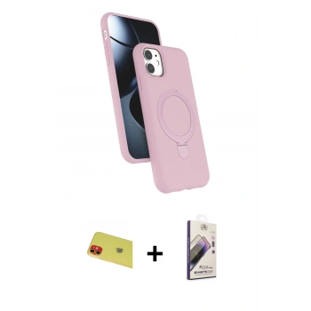 MARSİLYAN™- iPhone 11 Kılıf İz Işık Koleksiyonu - Siyah Bilvis 3D Mat Cam Ekran Koruyucu + Rainbow Kamera Lens Koruma Cam - KI
