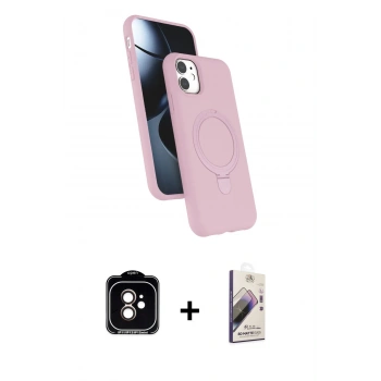 MARSİLYAN™- iPhone 11 Kılıf İz Işık Koleksiyonu - Siyah Bilvis 3D Mat Cam Ekran Koruyucu + PVD Metal Kamera Lens - TU